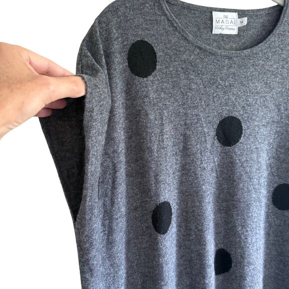Masai Clothing Co Gray Black Polka Dot Sweater Tunic Top Medium Merino Blend - Picture 4 of 9